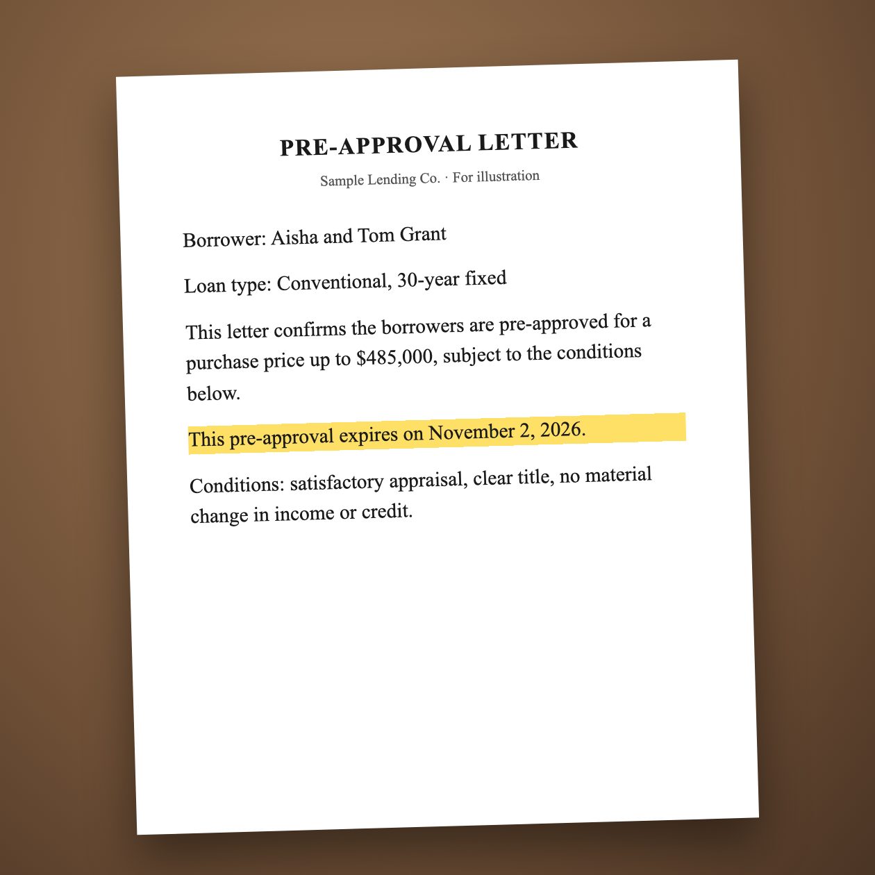 What you send: Your buyer's pre-approval letter.